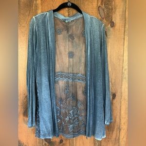 Unique laced back open front cardigan